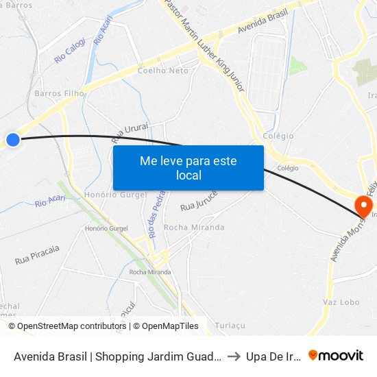 Avenida Brasil | Shopping Jardim Guadalupe to Upa De Irajá map