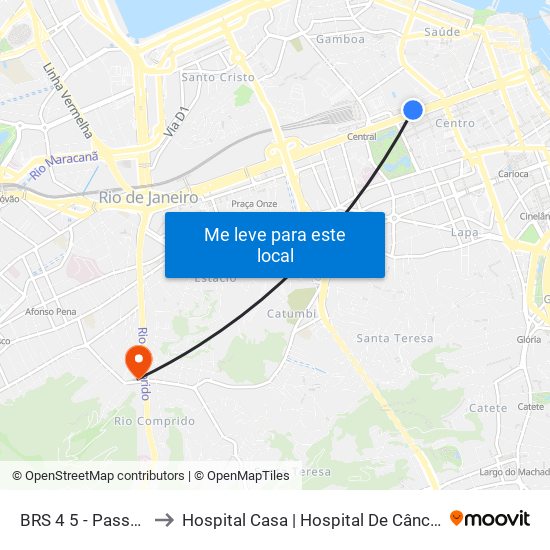 BRS 4 5 - Passos to Hospital Casa | Hospital De Câncer map