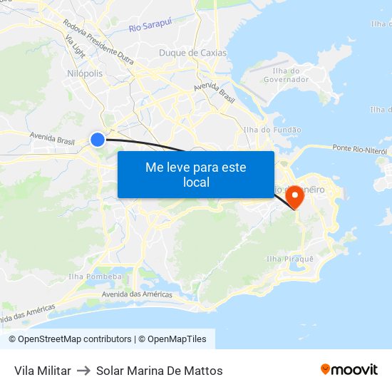 Vila Militar to Solar Marina De Mattos map