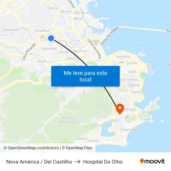 Nova América / Del Castilho to Hospital Do Olho map