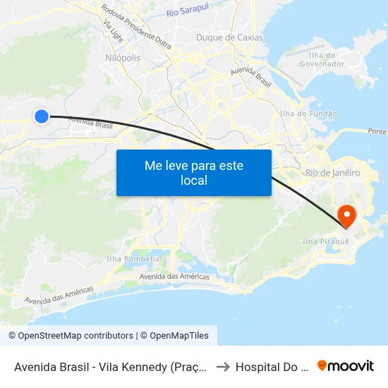 Avenida Brasil - Vila Kennedy (Praça Miami) to Hospital Do Olho map
