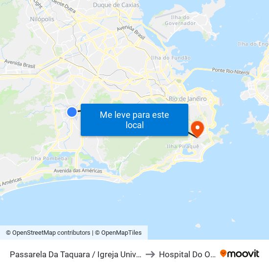 Passarela Da Taquara / Igreja Universal to Hospital Do Olho map