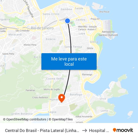 Central Do Brasil - Pista Lateral (Linhas Para A Zona Norte) to Hospital Do Olho map