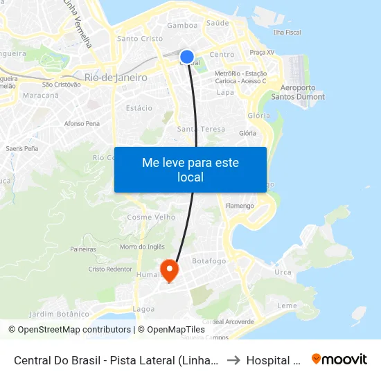 Central Do Brasil - Pista Lateral (Linhas Para A Zona Norte) to Hospital Do Olho map