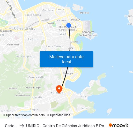 Carioca to UNIRIO - Centro De Ciências Jurídicas E Políticas map