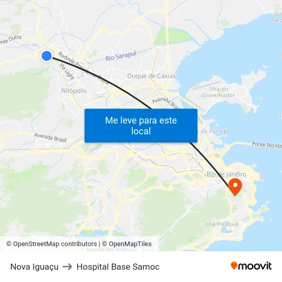 Nova Iguaçu to Hospital Base Samoc map