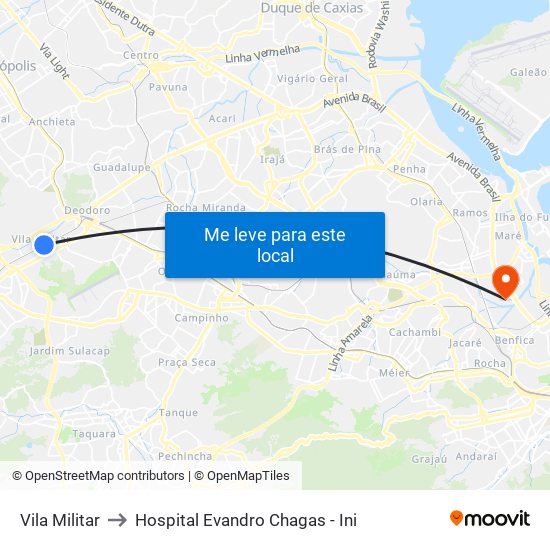Vila Militar to Hospital Evandro Chagas - Ini map