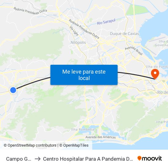Campo Grande to Centro Hospitalar Para A Pandemia De Covid-19 / Ini map