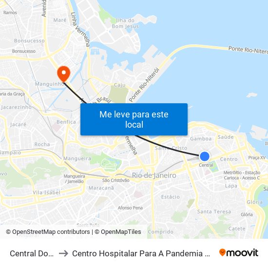 Central Do Brasil to Centro Hospitalar Para A Pandemia De Covid-19 / Ini map
