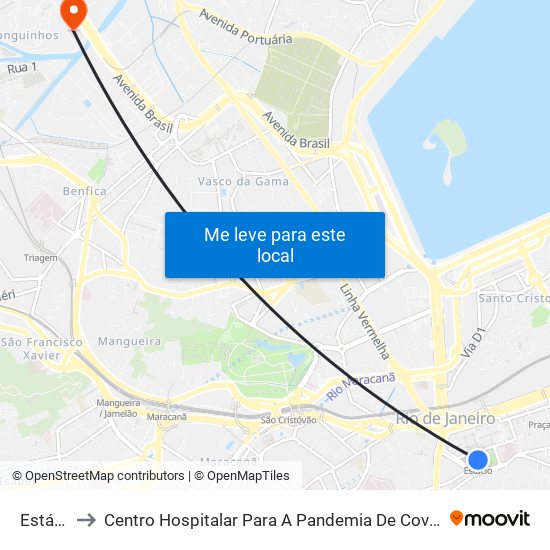Estácio to Centro Hospitalar Para A Pandemia De Covid-19 / Ini map