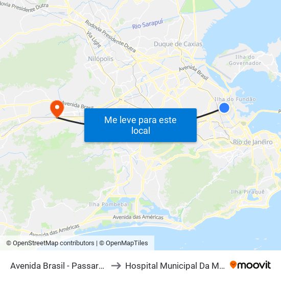 Avenida Brasil - Passarela 07 (Escola Bahia) to Hospital Municipal Da Mulher Mariska Ribeiro map