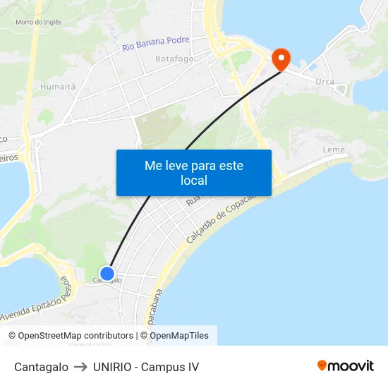Cantagalo to UNIRIO - Campus IV map