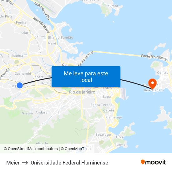 Méier to Universidade Federal Fluminense map