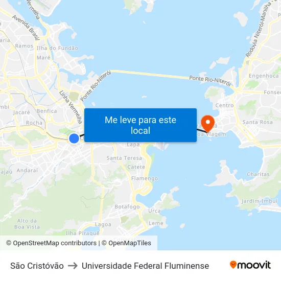 São Cristóvão to Universidade Federal Fluminense map