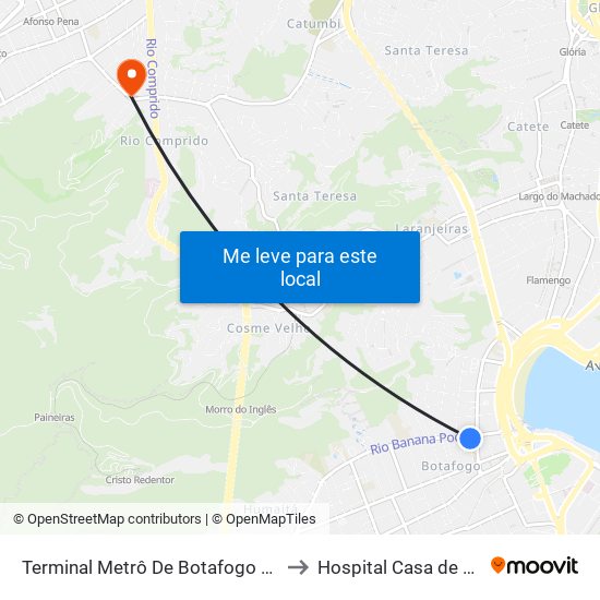 Terminal Metrô De Botafogo (Vila Isabel) to Hospital Casa de Portugal map