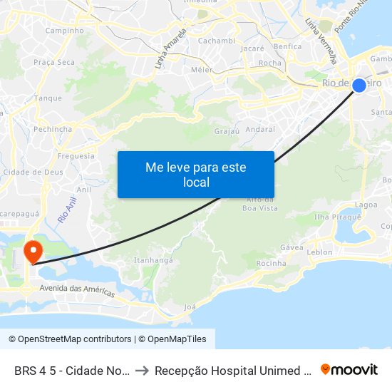 BRS 4 5 - Cidade Nova to Recepção Hospital Unimed Rio map