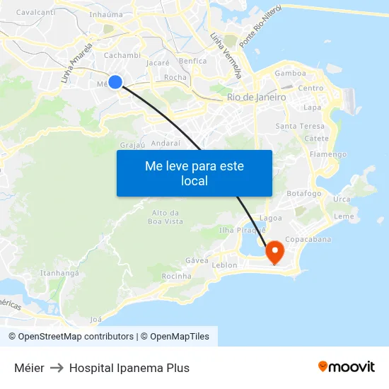 Méier to Hospital Ipanema Plus map