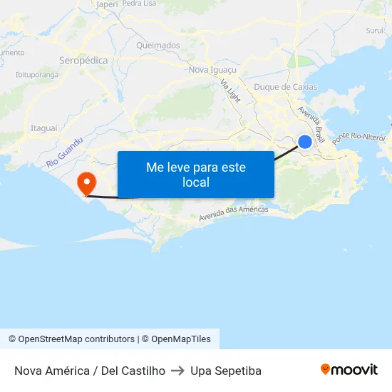Nova América / Del Castilho to Upa Sepetiba map