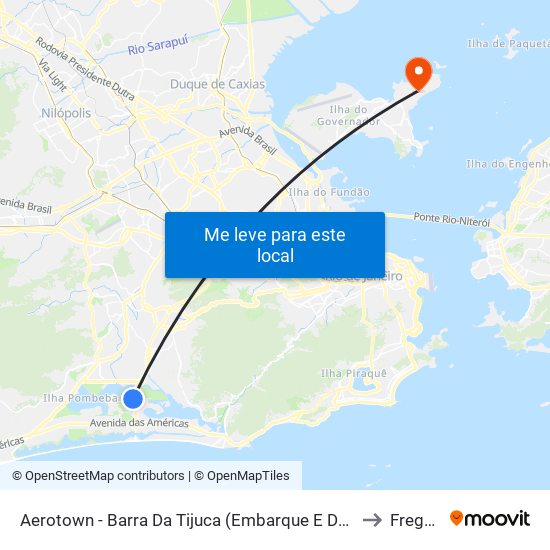Aerotown - Barra Da Tijuca (Embarque E Desembarque - 1001) to Freguesia map