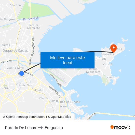 Parada De Lucas to Freguesia map