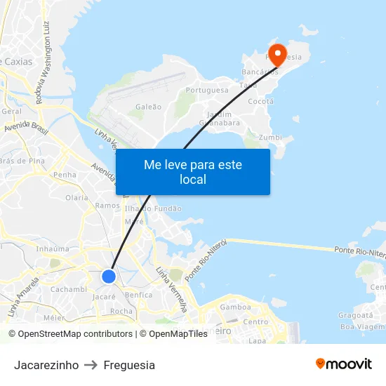 Jacarezinho to Freguesia map