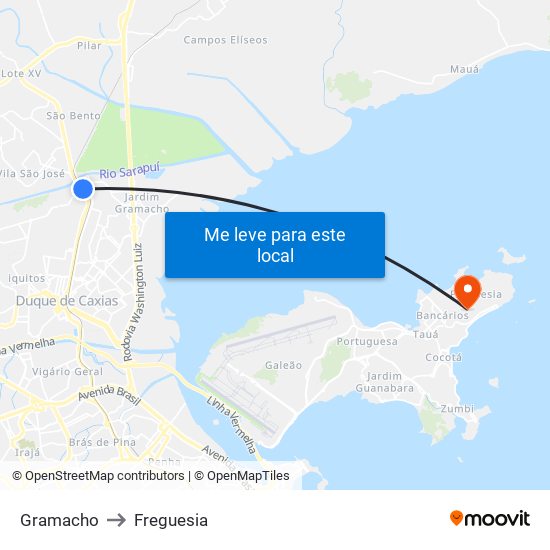 Gramacho to Freguesia map