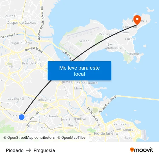 Piedade to Freguesia map