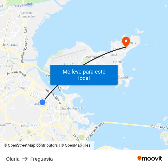 Olaria to Freguesia map