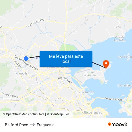 Belford Roxo to Freguesia map
