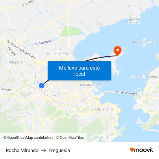 Rocha Miranda to Freguesia map