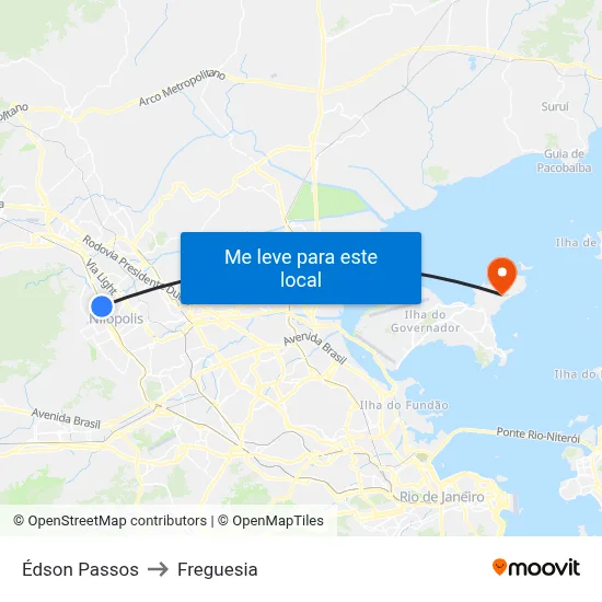 Édson Passos to Freguesia map
