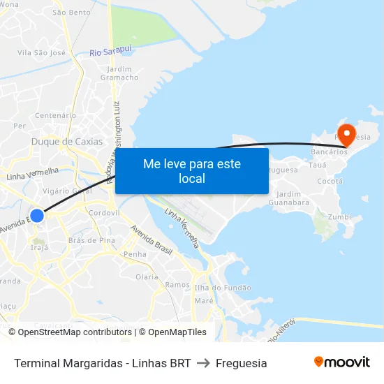 Terminal Margaridas - Linhas BRT to Freguesia map