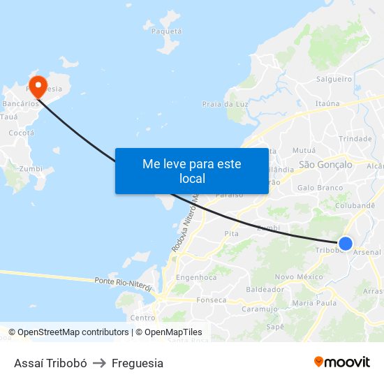 Assaí Tribobó to Freguesia map