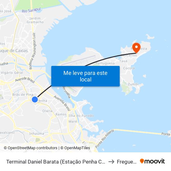 Terminal Daniel Barata (Estação Penha Circular) to Freguesia map
