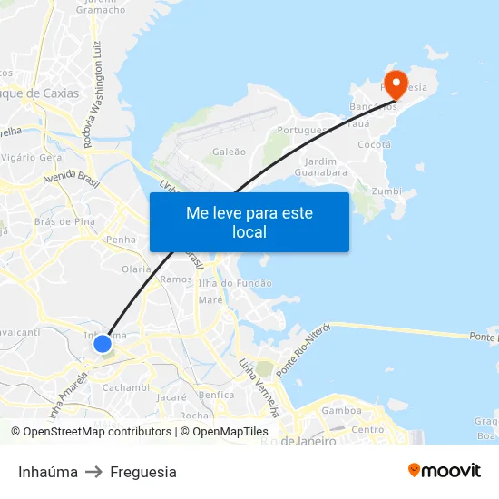 Inhaúma to Freguesia map
