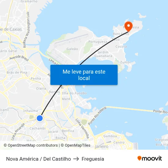 Nova América / Del Castilho to Freguesia map