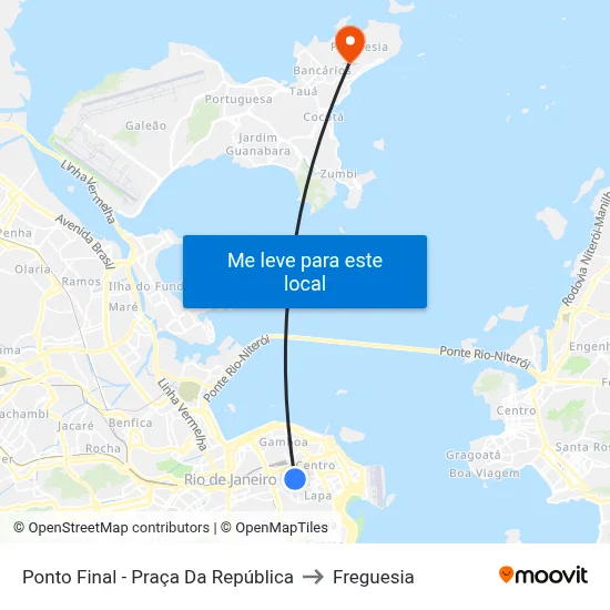 Ponto Final - Praça Da República to Freguesia map