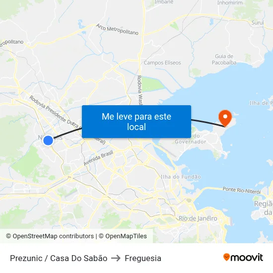 Prezunic / Casa Do Sabão to Freguesia map
