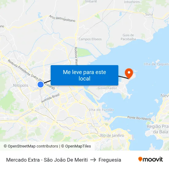 Mercado Extra - São João De Meriti to Freguesia map