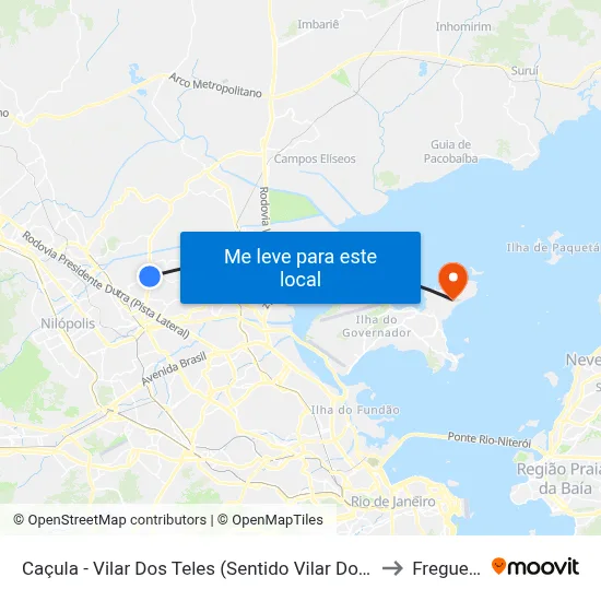 Caçula - Vilar Dos Teles (Sentido Vilar Dos Teles) to Freguesia map