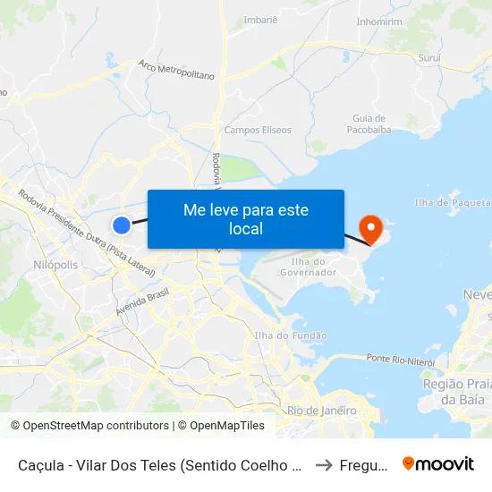 Caçula - Vilar Dos Teles (Sentido Coelho Da Rocha) to Freguesia map