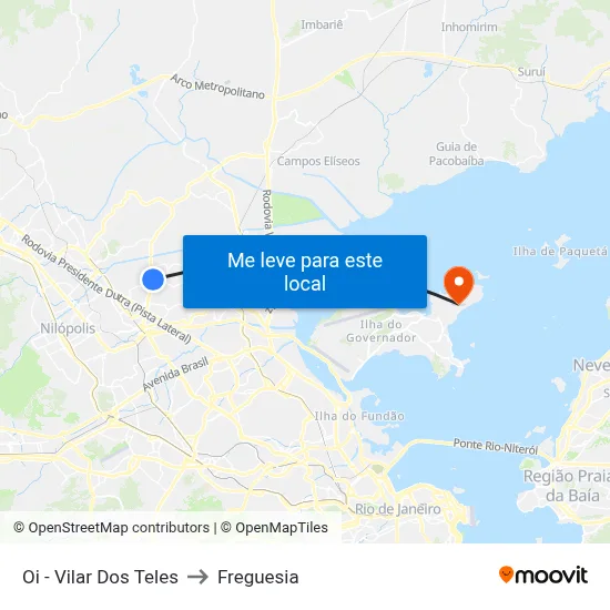 Oi - Vilar Dos Teles to Freguesia map