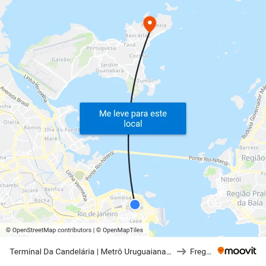 Terminal Da Candelária | Metrô Uruguaiana - Pista Central (Jurema) to Freguesia map