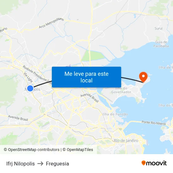 Ifrj Nilopolis to Freguesia map