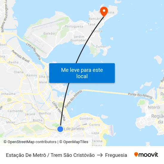 Estação De Metrô / Trem São Cristóvão to Freguesia map