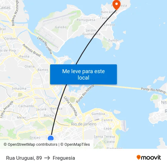 Rua Uruguai, 89 to Freguesia map