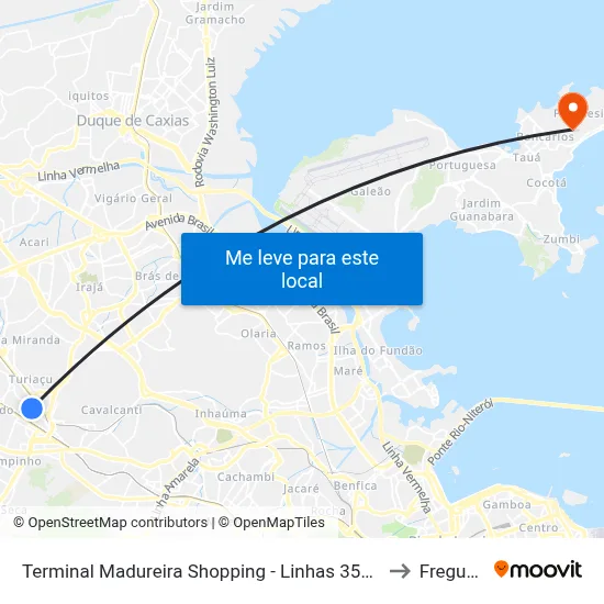 Terminal Madureira Shopping - Linhas 355, 774 E 940 to Freguesia map