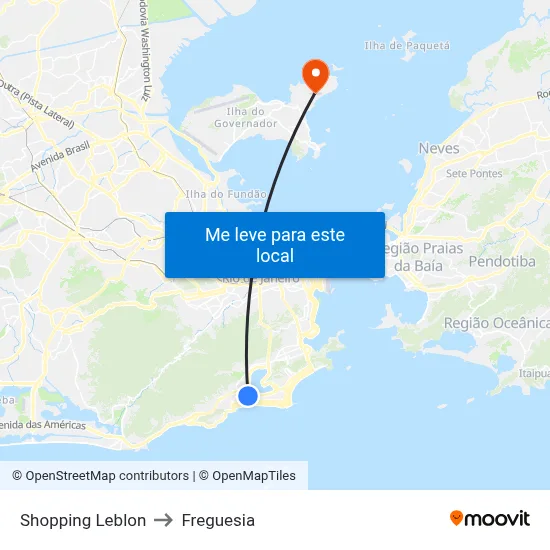 Shopping Leblon to Freguesia map