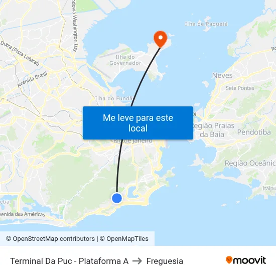 Terminal Da Puc - Plataforma A to Freguesia map