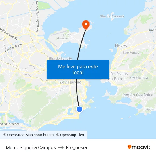 Metrô Siqueira Campos to Freguesia map